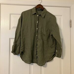 Zara Olive Linen Shirt